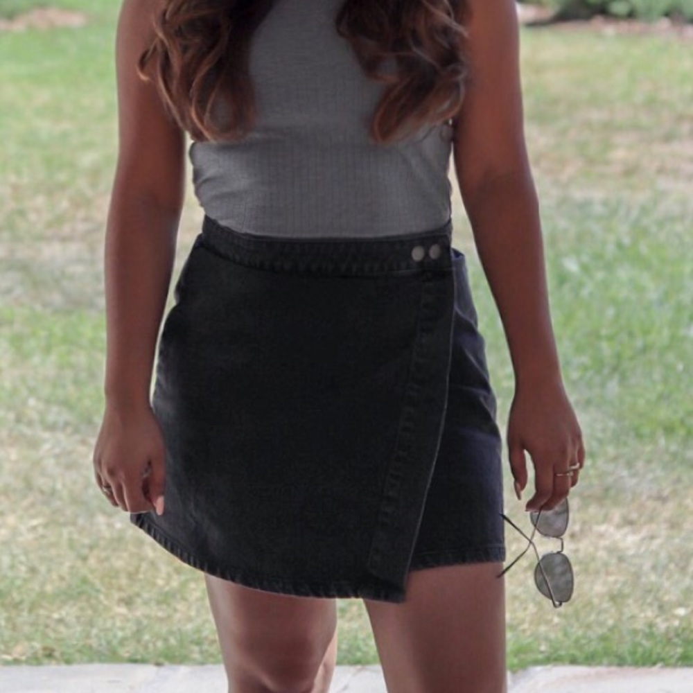 Denim wrap skirt